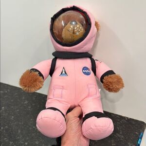 NASA Teddy Bear Astronaut Plush Aurora Stuffed Animal Pink Suit  12"